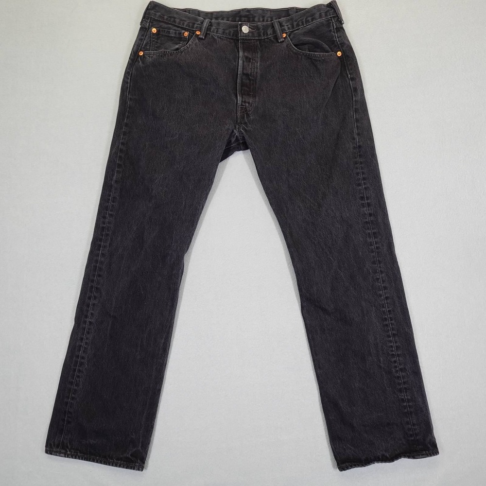 Levi's 501 Jeans Mens 38x32 Black Straight Leg Button Fly Denim Pants